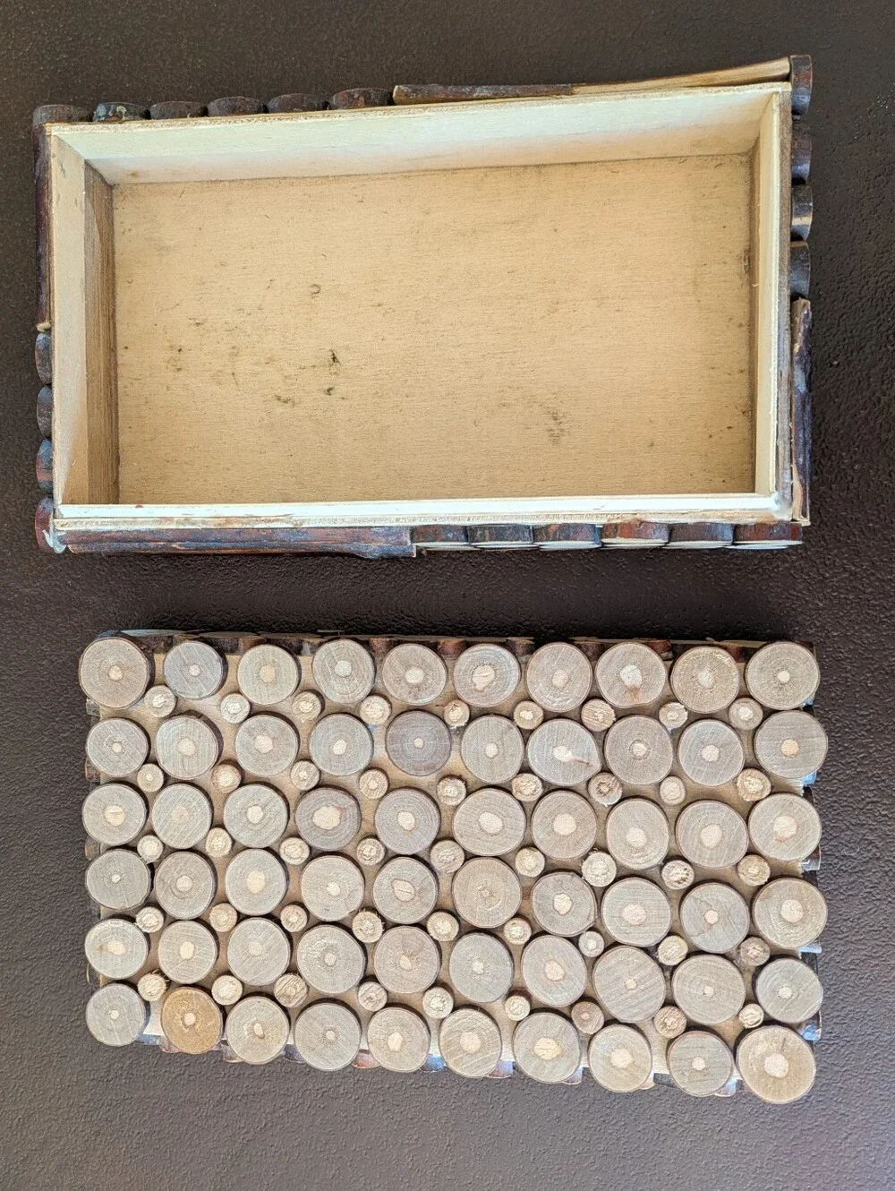Vintage Log Slice Storage Box